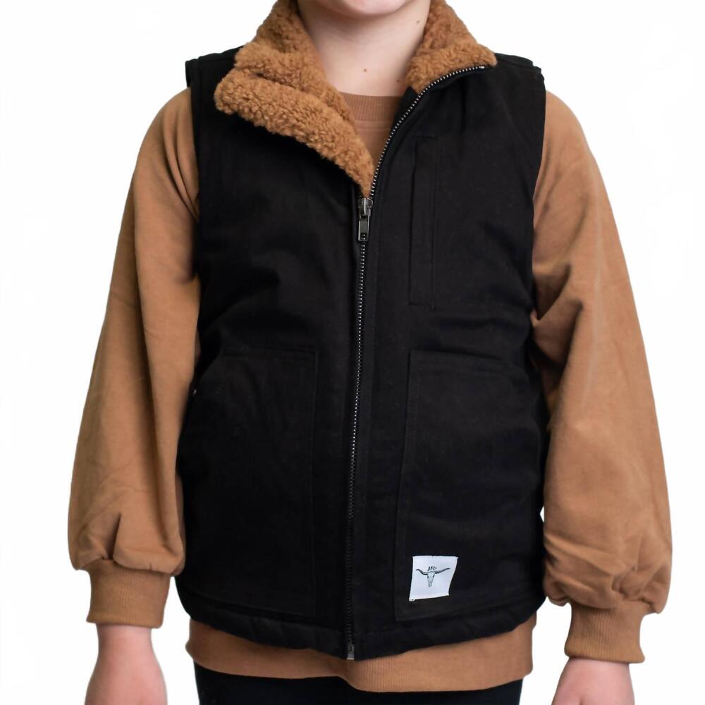 NEW AMERICAN FARM COMPANY western work sherpa vest in black